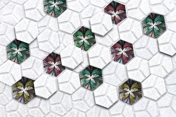 Geometric_Hexagonal_Shapes_With_Multi_Colour_Abstracts_Wallpaper