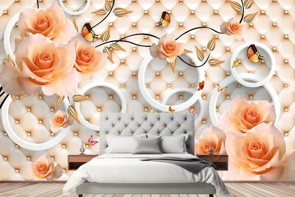 Cusion_Effect_Background_Orange_Red_Rose_Wallpaper
