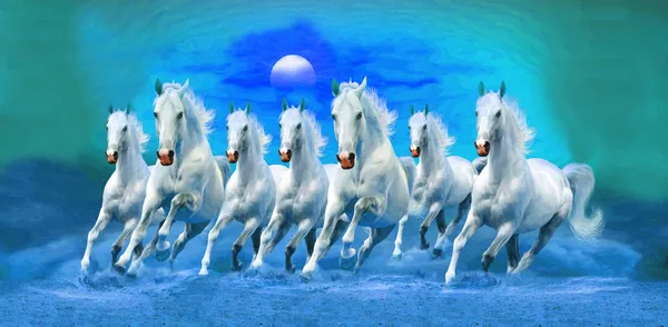 Blue_7_Running_Horse_Canvas_Frame