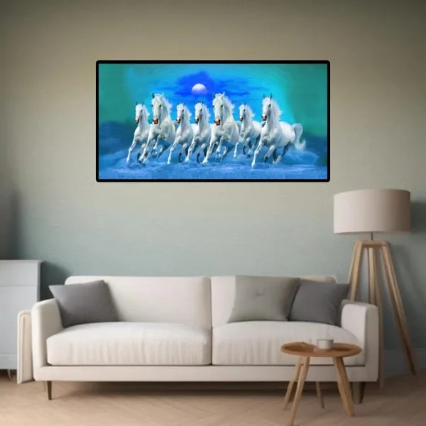 Blue_7_Running_Horse_Canvas_Frame
