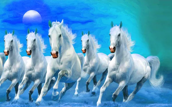 Blue_7_Running_Horse_Canvas_Frame