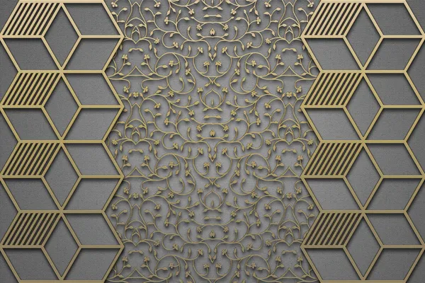 Geometric_Pattern_With_Leaves_Wallpaper