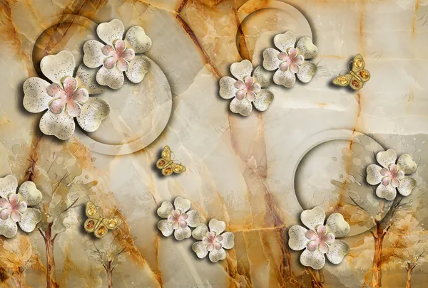 Golden_Theme_Customized_Floral_Wallpaper