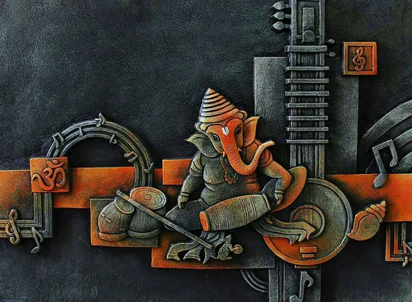 God_Collection_Antique_Mural_Ganpati_Wallpaper