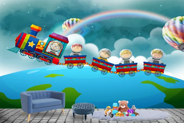 Flying_Cartoon_Train_Wallpaper