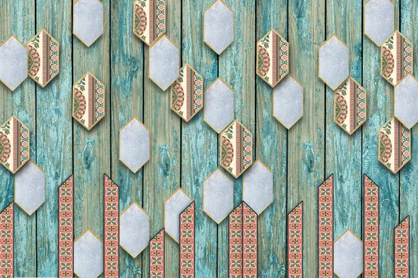 Geometric_Wooden_Sky_Blue_Texture_With_Traditional_Design_Wallpaper