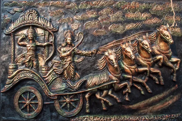 1_Arjun_With_Krishna_Mural_Wallpaper