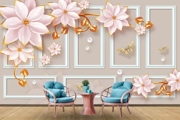 Exclusive_Framing_With_Flowers_Customized_Wallpaper