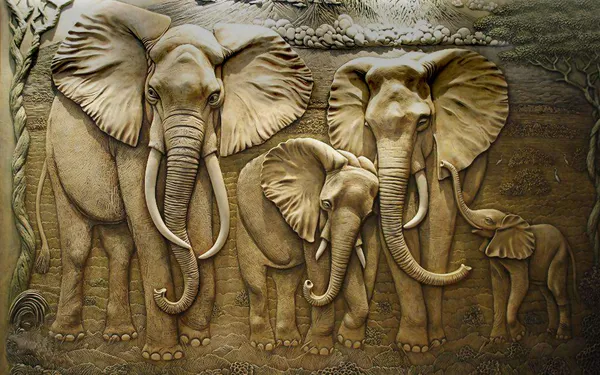 Mural_Elephant_Family_Wallpaper