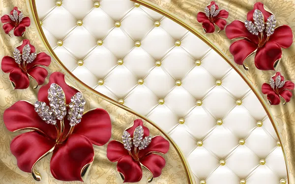 3d_Red_Flower_Wallpaper