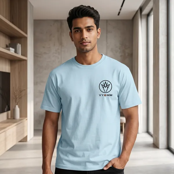 Light_Blue_Graphic_Crew_Neck_T-Shirt_For_Men