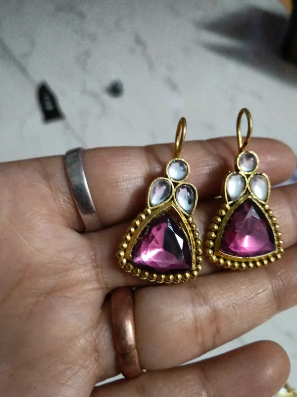 Pink_Alloy_Drop_Earrings_For_Women