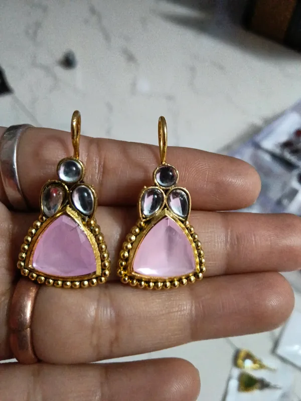 Pink_Alloy_Drop_Earrings_For_Women