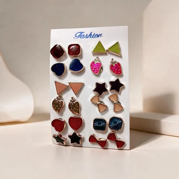Multicolor_Alloy_Stud_Earrings_For_Women