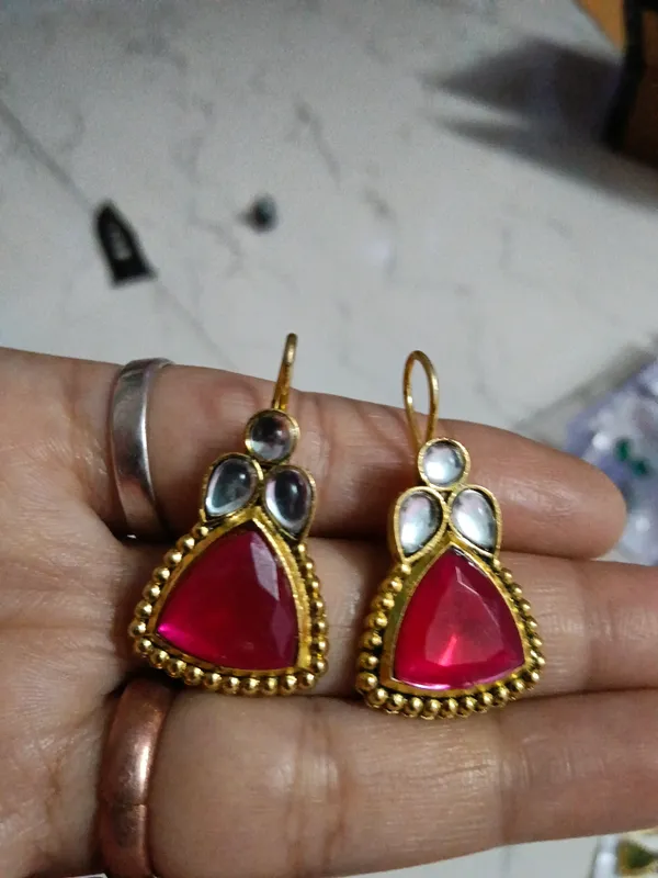 Pink_Alloy_Drop_Earrings_For_Women