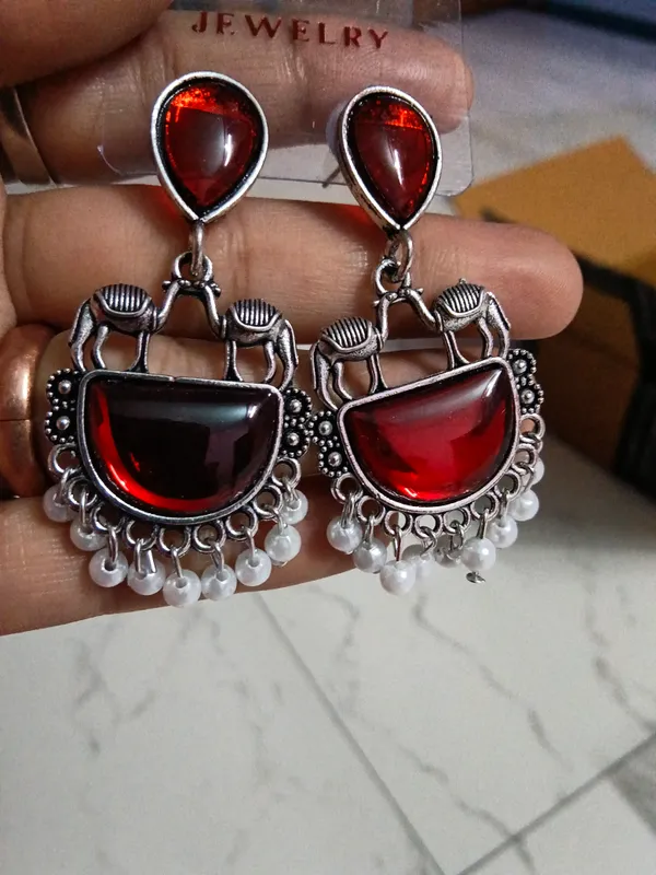 Red_Alloy_Drop_Earrings_For_Women