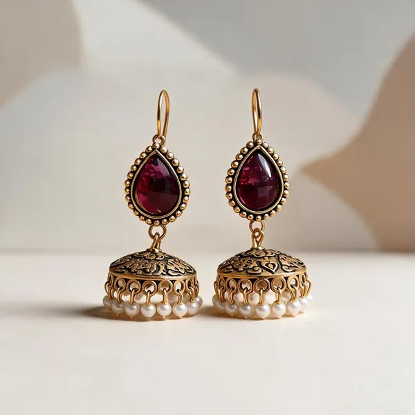 Pink_Alloy_Jhumka_Earrings_For_Women