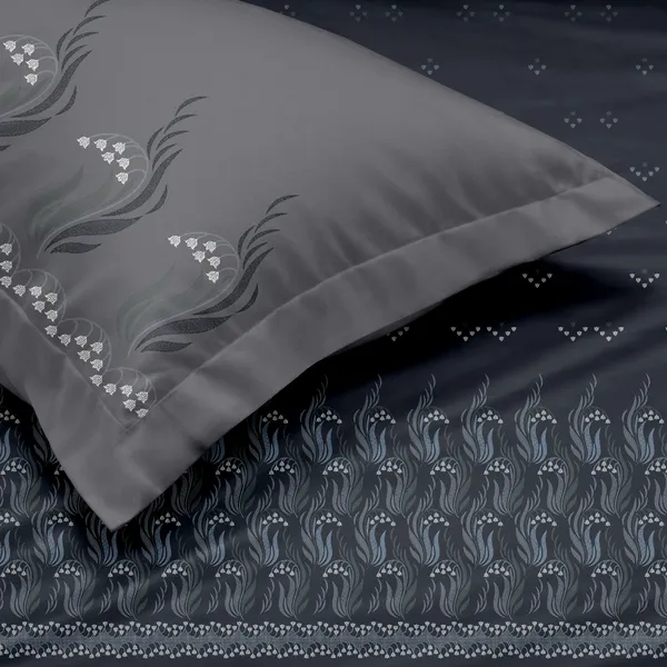 Grey_Floral_Print_Double_Bedsheet_Set