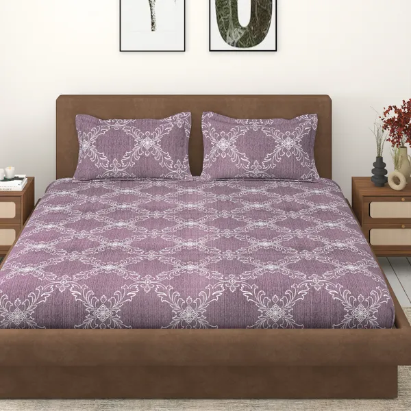 Mauve_Floral_Print_Bedsheet_Set_With_Pillow_Covers