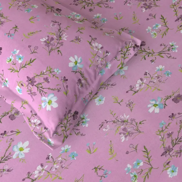 Pink_Floral_Print_Double_Bedsheet_Set