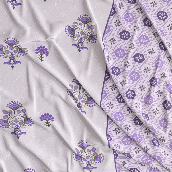 Lavender_Floral_Print_Double_Bedsheet_Set_With_Pillow_Covers