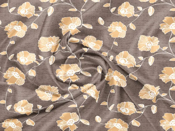 Brown_And_Beige_Floral_Print_Bedsheet_With_Pillow_Covers