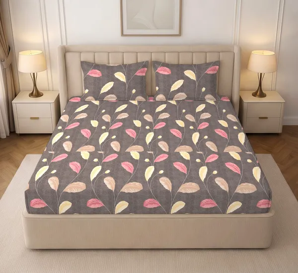 Printed_Leaf_Pattern_Fitted_Bedsheet_Set
