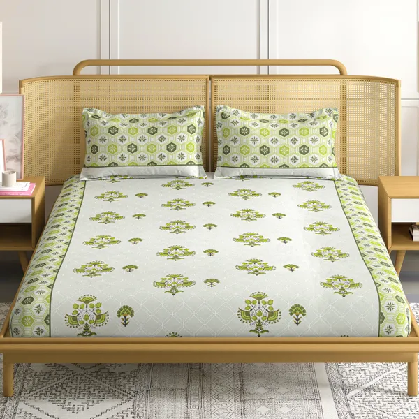Green_Printed_Floral_Geometric_Double_Bedsheet_Set