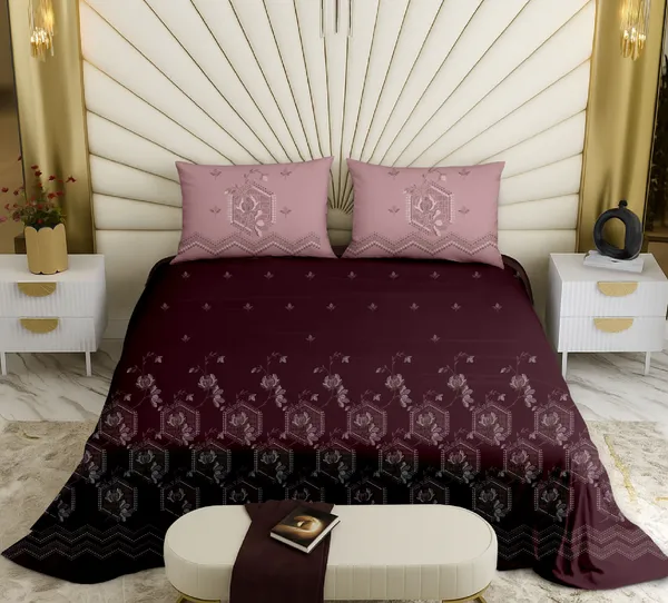 Maroon_Floral_Print_Double_Bedsheet_Set