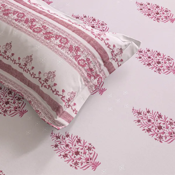 Pink_Floral_Print_Bedsheet_Set_With_Pillow_Covers