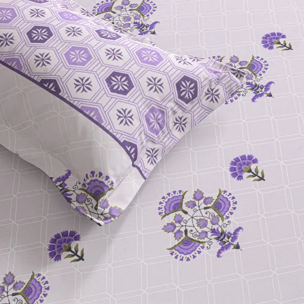 Lavender_Floral_Print_Double_Bedsheet_Set_With_Pillow_Covers