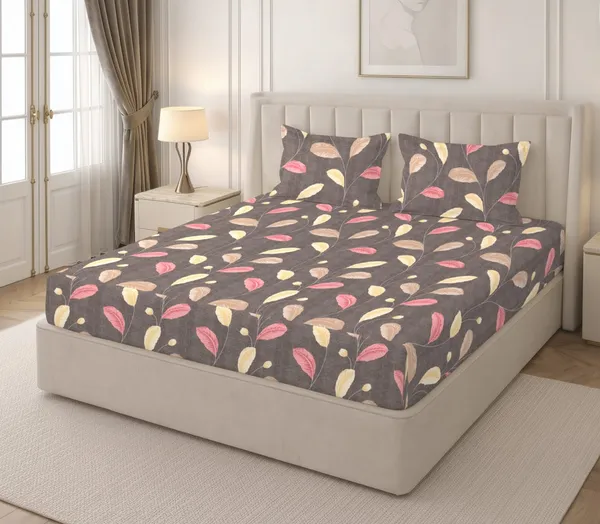 Printed_Leaf_Pattern_Fitted_Bedsheet_Set