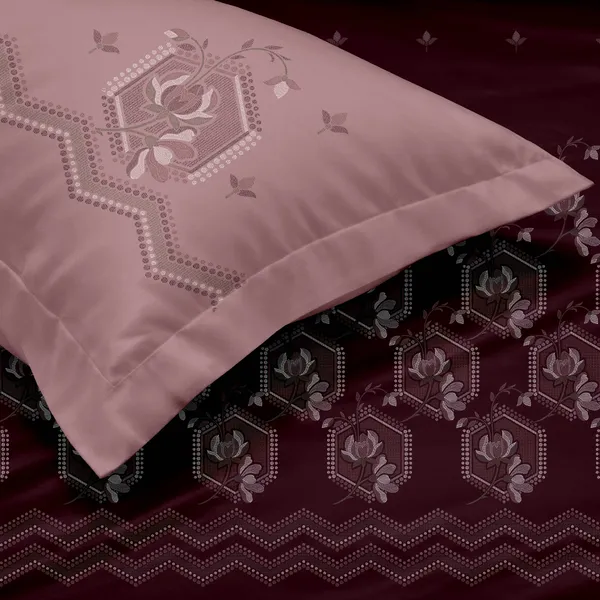 Maroon_Floral_Print_Double_Bedsheet_Set
