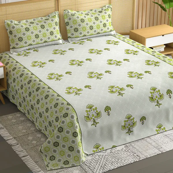 Green_Printed_Floral_Geometric_Double_Bedsheet_Set