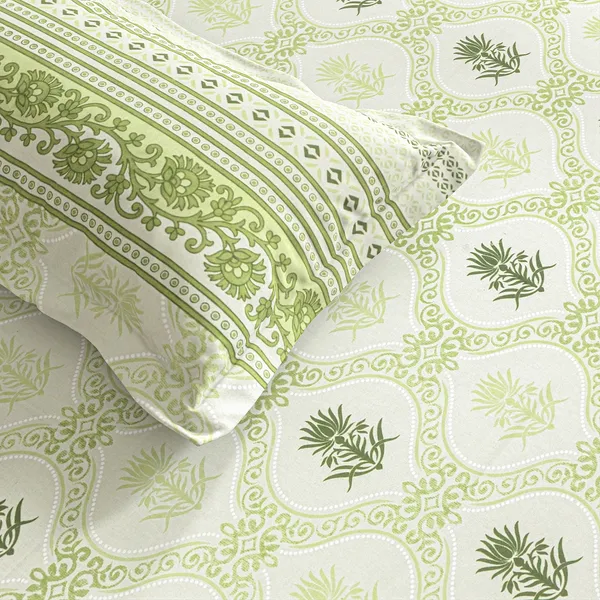 Green_Botanical_Print_Bedsheet_Set_With_Pillow_Covers