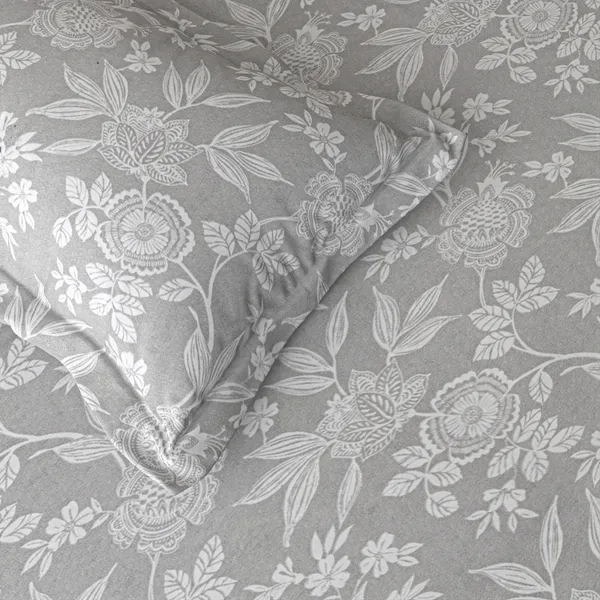 Grey_Floral_Print_Bed_Sheet_Set