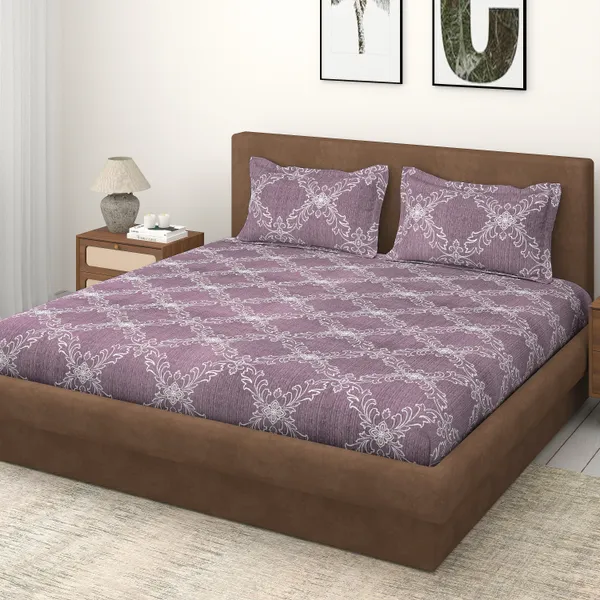 Mauve_Floral_Print_Bedsheet_Set_With_Pillow_Covers