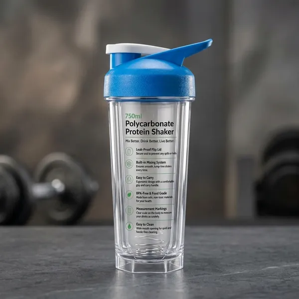 Clear_Polycarbonate_Protein_Shaker_Bottle_Blue_Lid_750_Ml