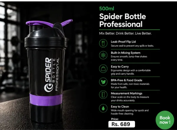 Black_500ml_Spider_Professional_Shaker_Bottle