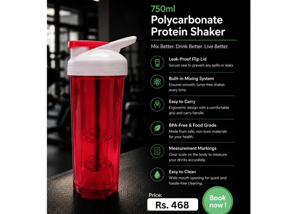 Red_Polycarbonate_Protein_Shaker_750ml