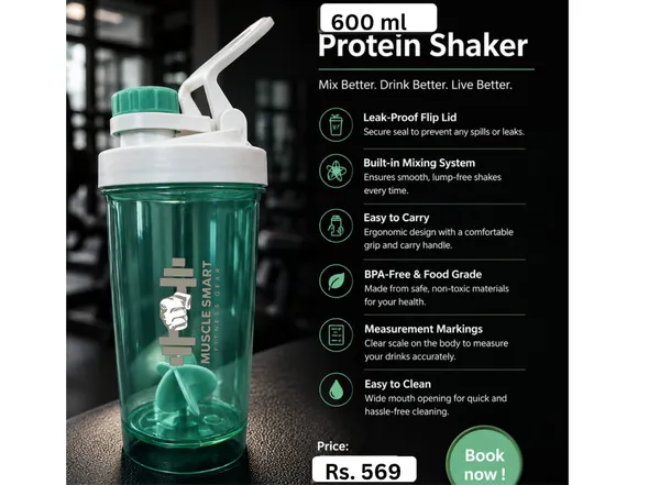 600_Ml_Green_Protein_Shaker_Bottle_polycarbonate