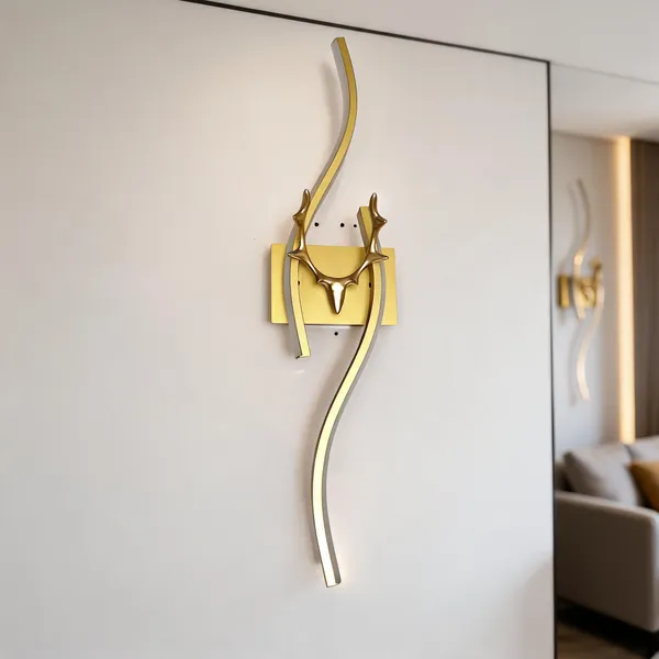 Metal_Modern_Branch_Design_Gold_Tone_LED_Wall_Sconce
