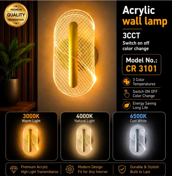 Acrylic_Modern_Oval_3Cct_LED_Wall_Lamp