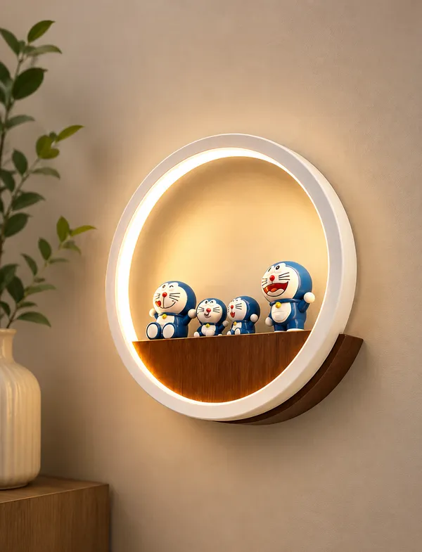 Acrylic_Wood_Finish_Round_LED_Wall_Shelf_Light