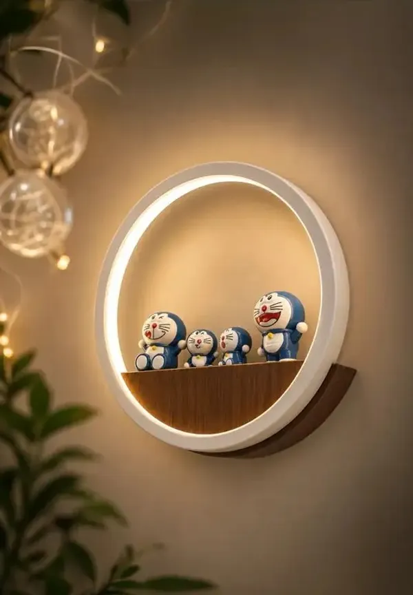 Acrylic_Wood_Finish_Round_LED_Wall_Shelf_Light