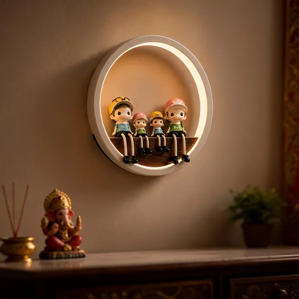 Acrylic_Wood_Finish_Round_LED_Wall_Shelf_Light