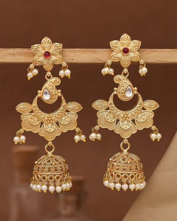 Gold_Tone_Red_Stone_Floral_Brass_Jhumki_Earrings_For_Women