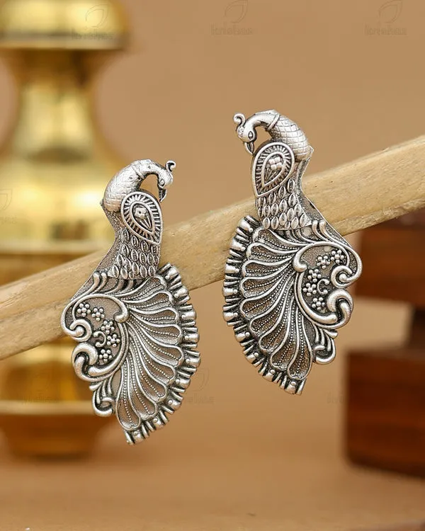 Silver_Oxidised_Peacock_Brass_Dangler_Earrings_For_Women
