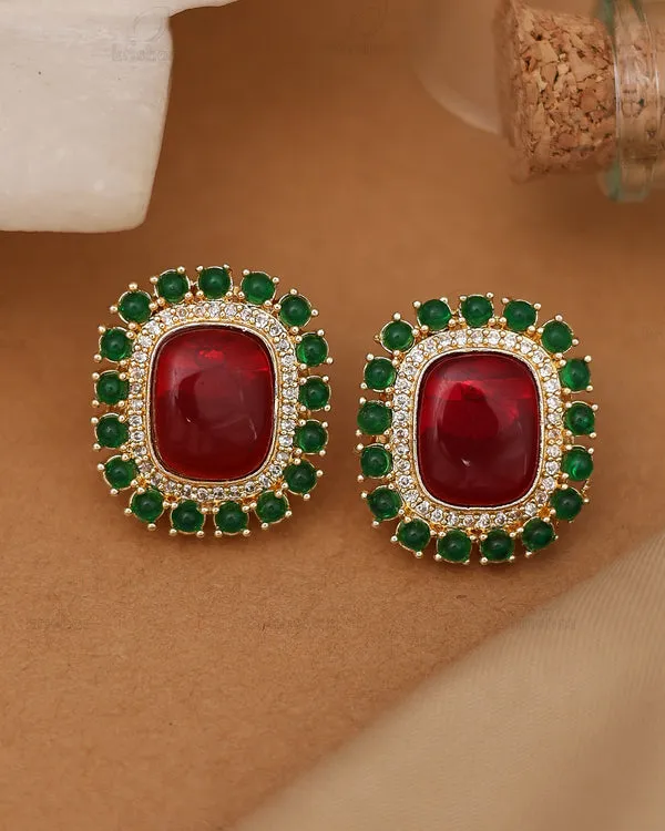 Red_Green_Stone_Gold_Tone_Brass_Stud_Earrings_For_Women