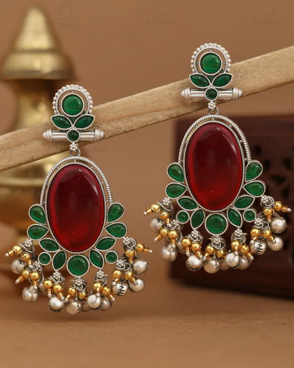 Red_Green_Stone_Silver_Tone_Brass_Dangler_Earrings_For_Women